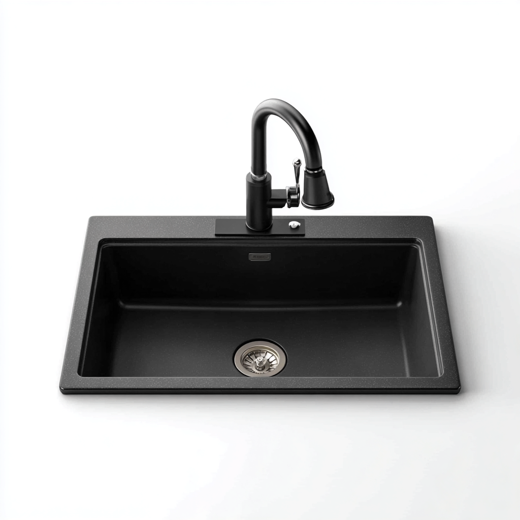 Lavabo in composito 60x45x20 cm - nero - design moderno-Styleive
