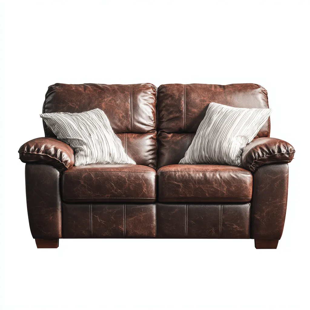 Divano a due posti in pelle 165x90x88 cm - marrone scuro - stile moderno - per soggiorno-Styleive