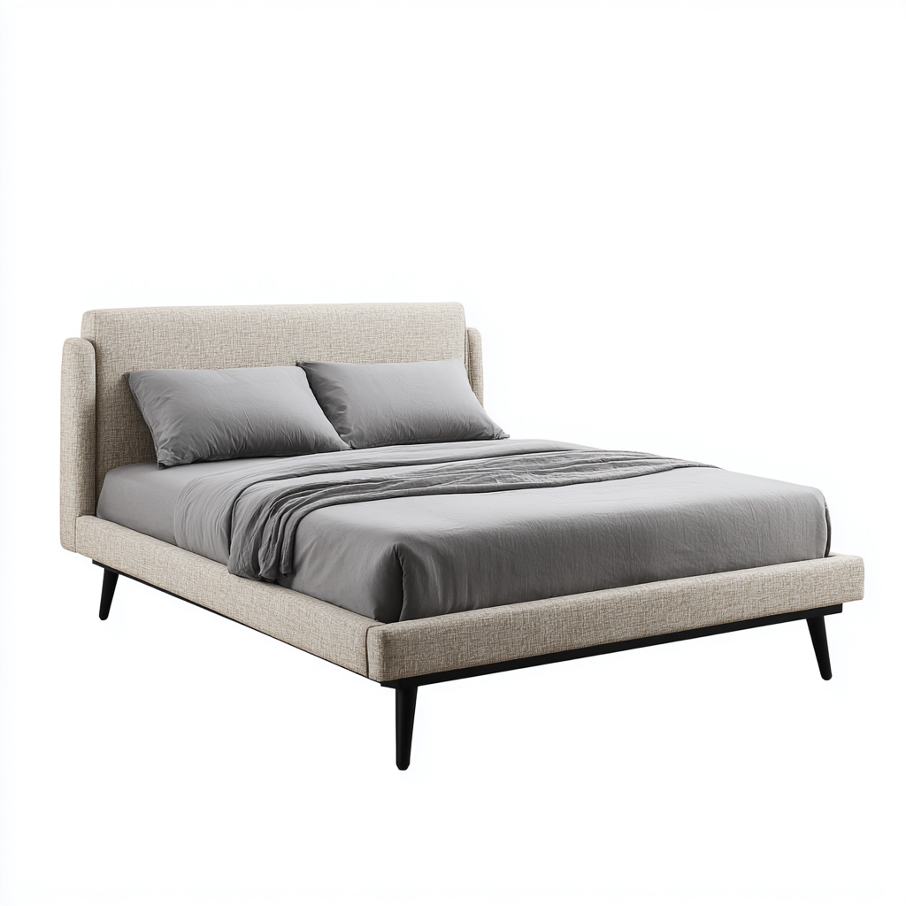 Letto matrimoniale struttura imbottita 210x165x105 cm - beige - stile moderno - adatto al soggiorno-Styleive