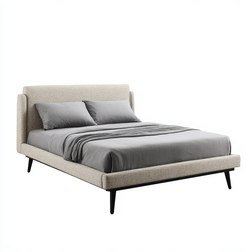 Letto matrimoniale struttura imbottita 210x165x105 cm - beige - stile moderno - adatto al soggiorno-Styleive