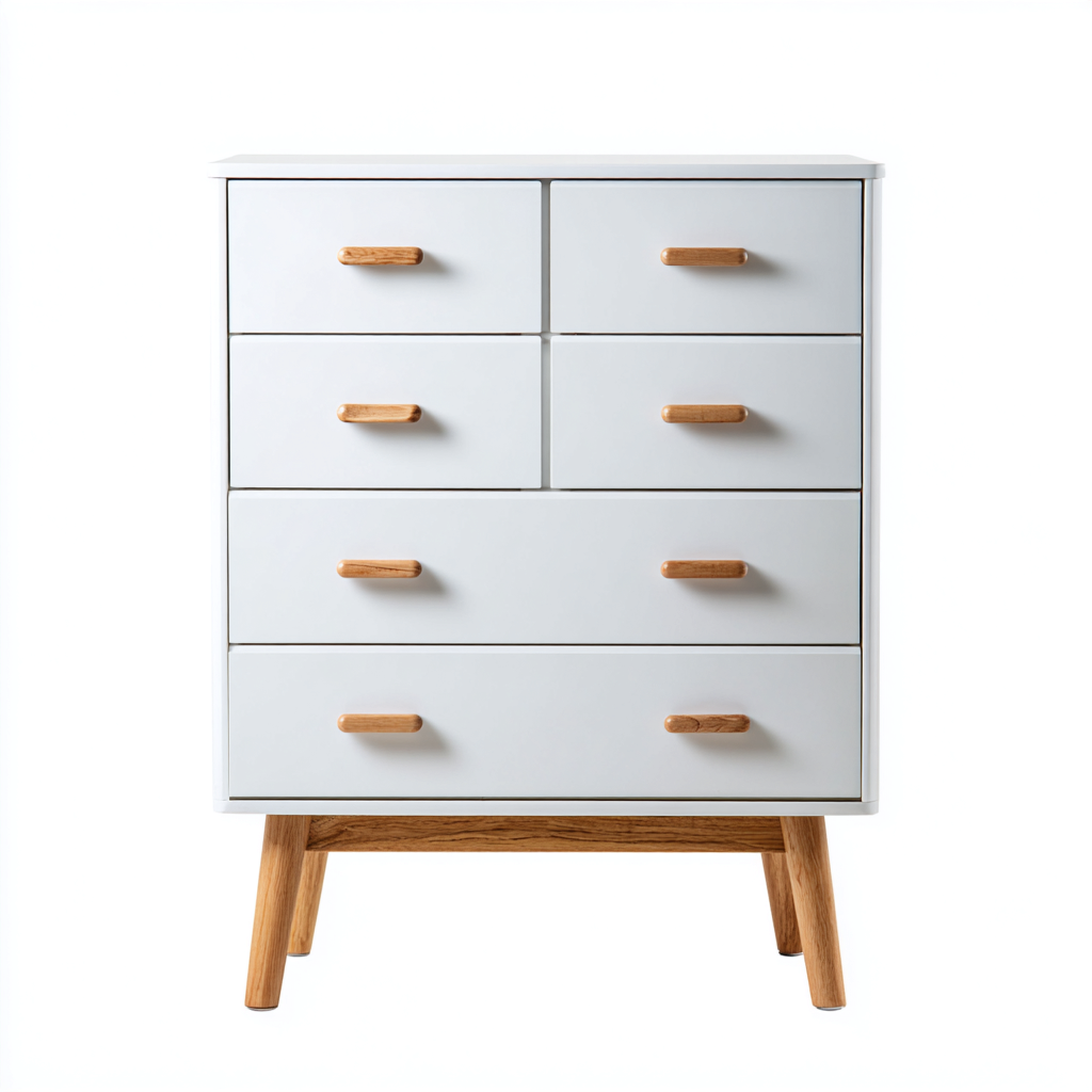 Cassettiera in legno con 6 cassetti 80x40x105 cm - bianco-legno naturale - design nordico - per camera da letto-Styleive