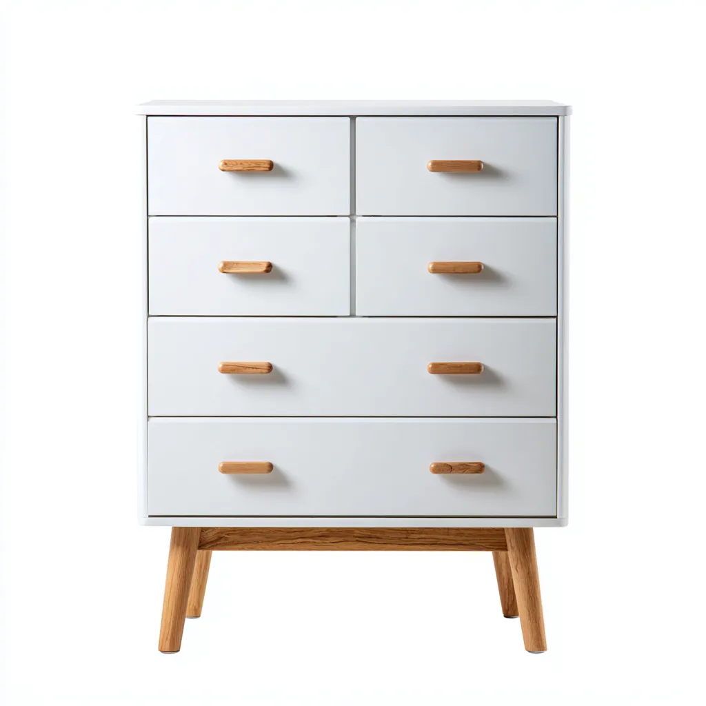 Cassettiera in legno con 6 cassetti 80x40x105 cm - bianco-legno naturale - design nordico - per camera da letto-Styleive