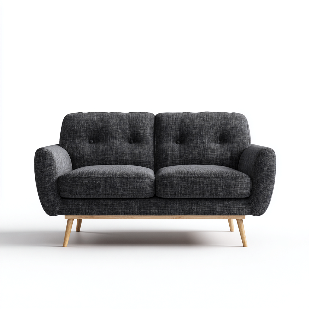 Divano a due posti in tessuto 150x85x86 cm - grigio scuro - stile moderno - per soggiorno-Styleive