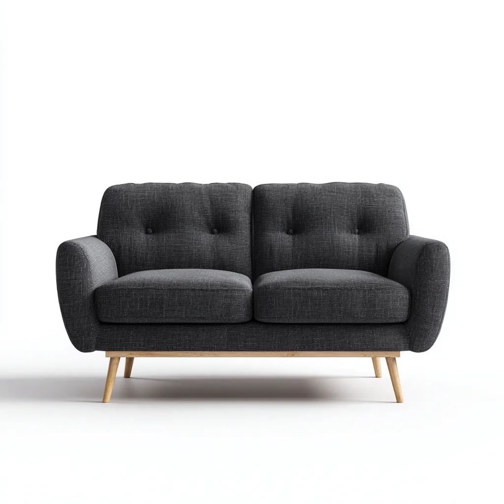 Divano a due posti in tessuto 150x85x86 cm - grigio scuro - stile moderno - per soggiorno-Styleive