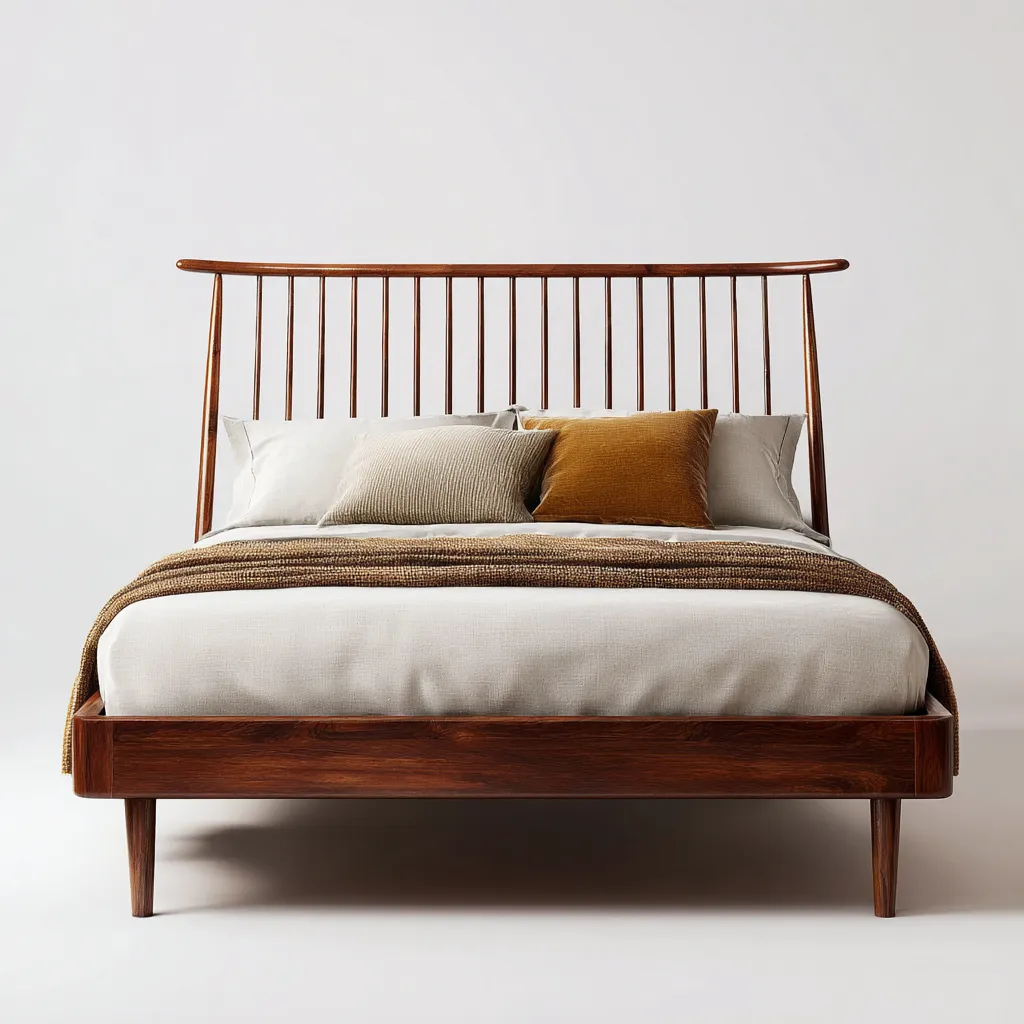 Letto matrimoniale legno 212x168x108 cm legno scuro design nordico-Styleive