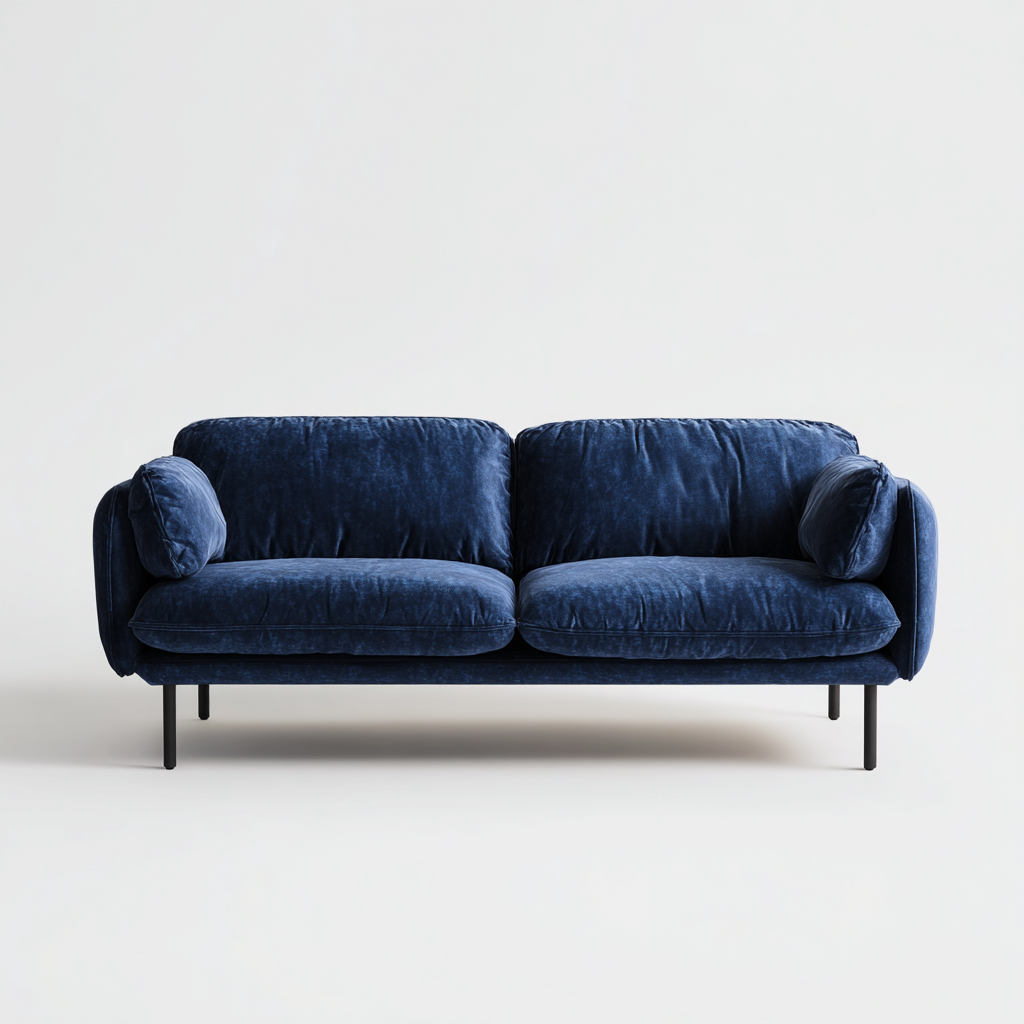 Divano a due posti velluto 180x85x80 cm blu design moderno-Styleive