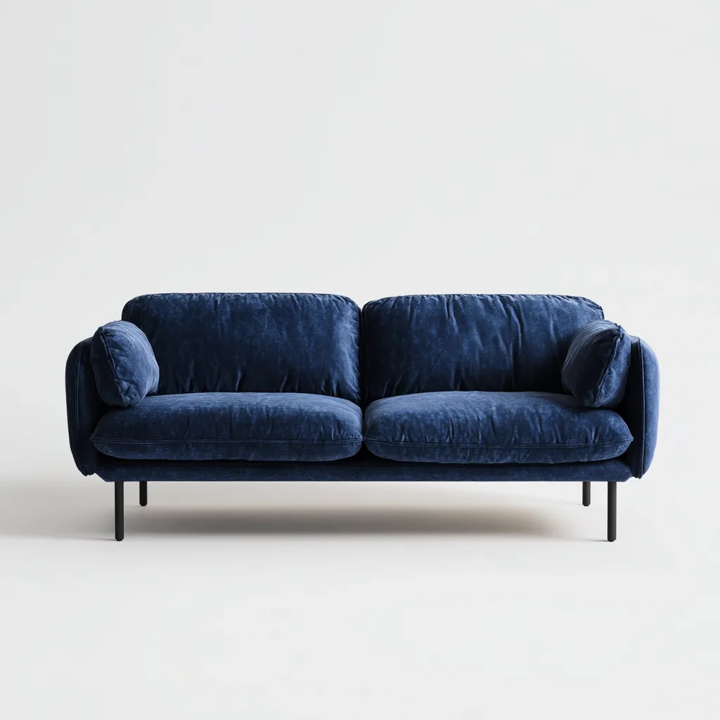 Divano a due posti velluto 180x85x80 cm blu design moderno-Styleive