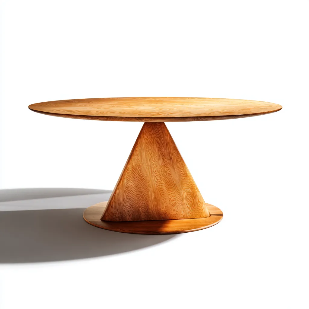 Tavolo da pranzo in legno massello con base conica 150x150x75 cm - legno chiaro - design moderno - per sala da pranzo-Styleive