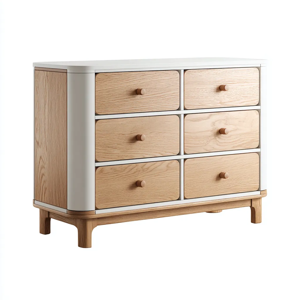 Cassettiera 100x40x85 cm - bianco-legno chiaro - design moderno-Styleive