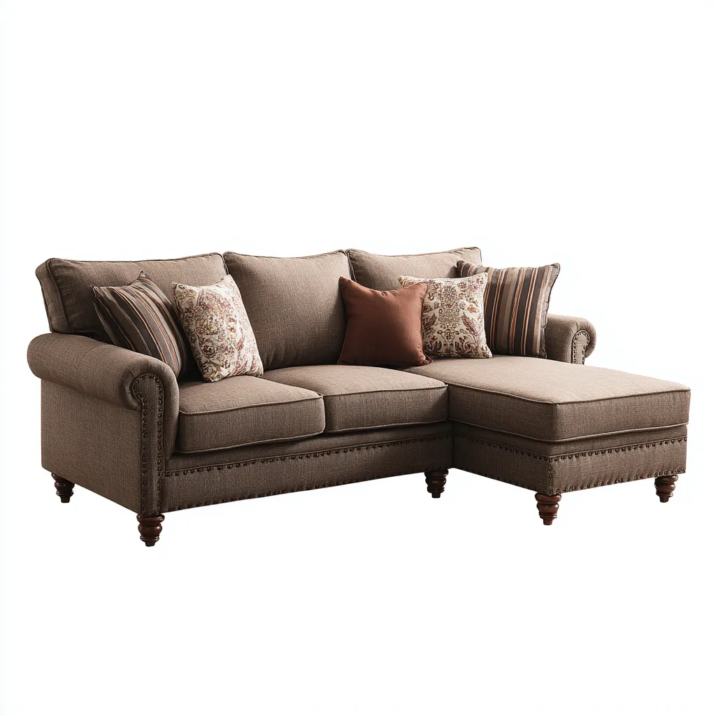 Divano angolare tessuto 245x158x94 cm - marrone - design classico-Styleive