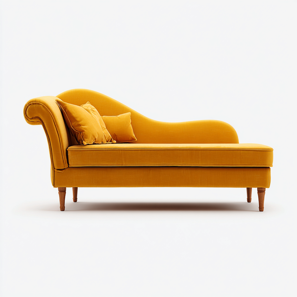Chaise longue tessuto 175x80x85 cm giallo design classico-Styleive