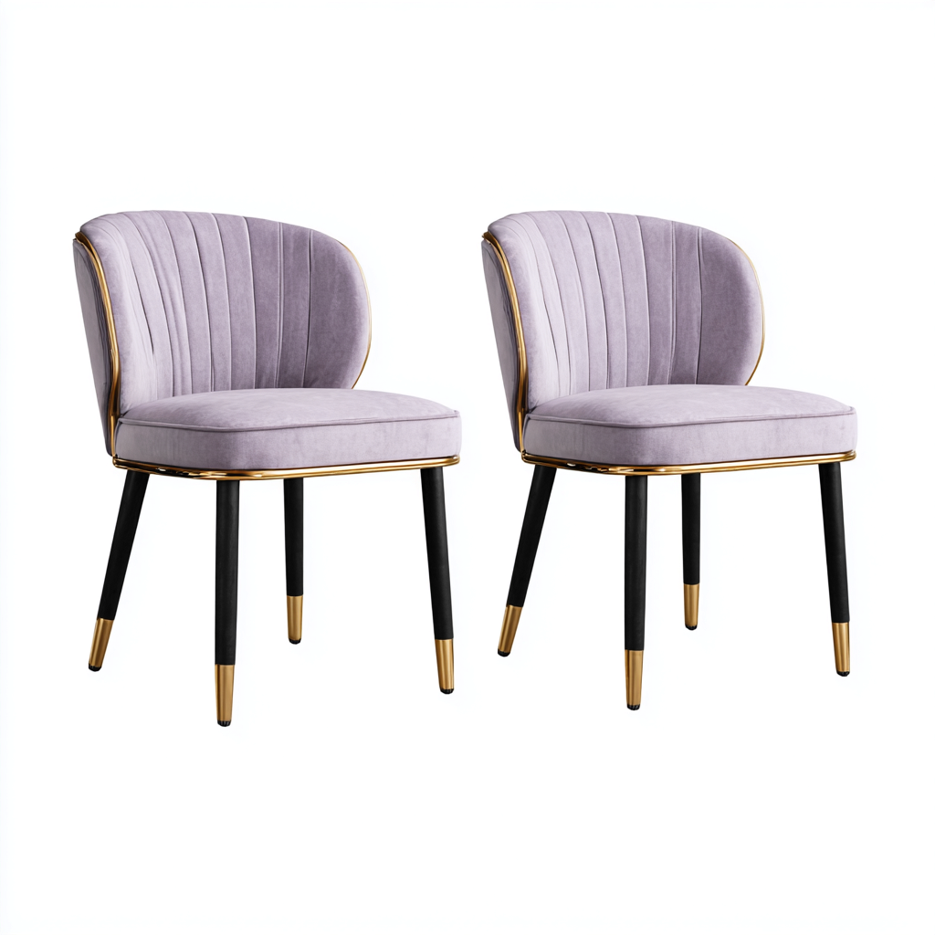 Sedia da pranzo velluto 52x55x78 cm lilla struttura metallo stile moderno-Styleive
