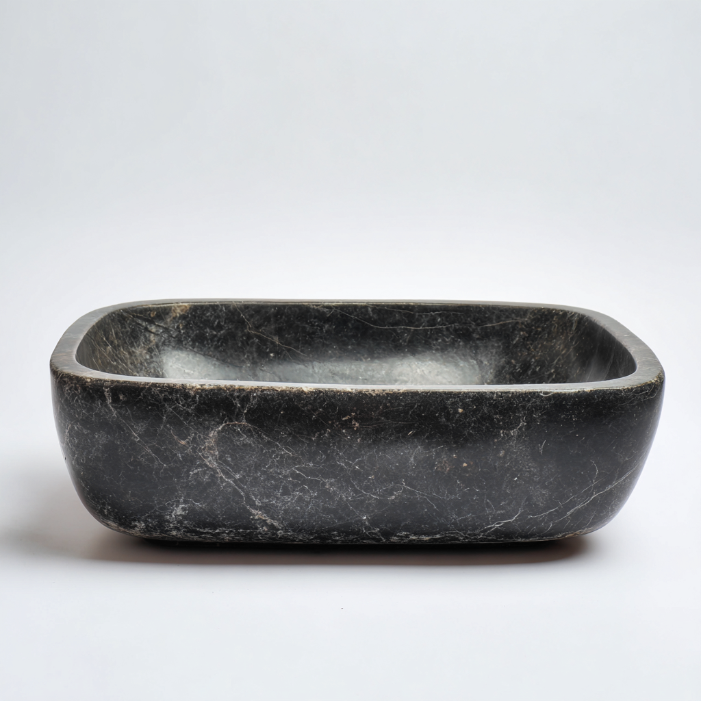 Lavabo pietra 50x36x12 cm - nero - design moderno per bagno-Styleive