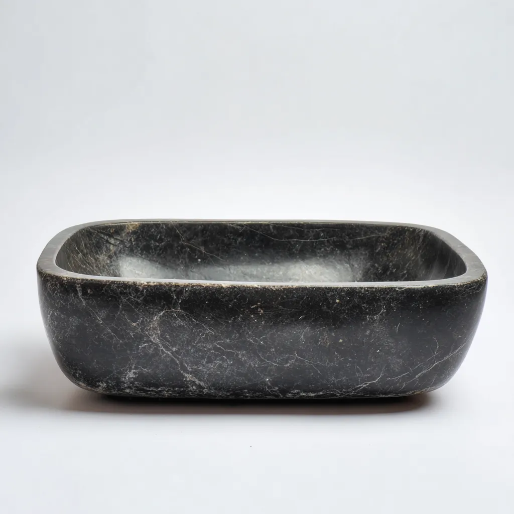 Lavabo pietra 50x36x12 cm - nero - design moderno per bagno-Styleive