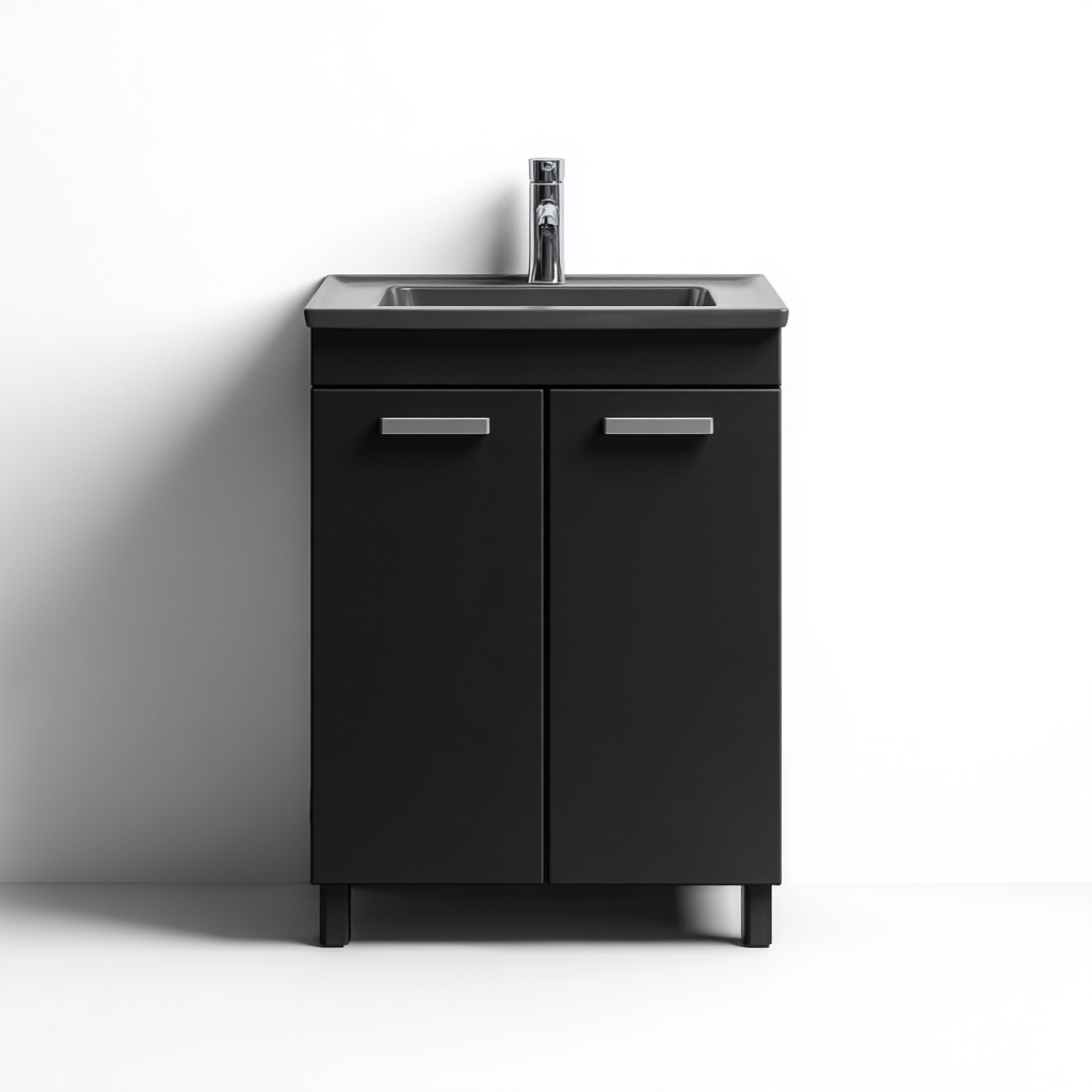 Mobile lavabo 60x45x85 cm - nero - design moderno-Styleive