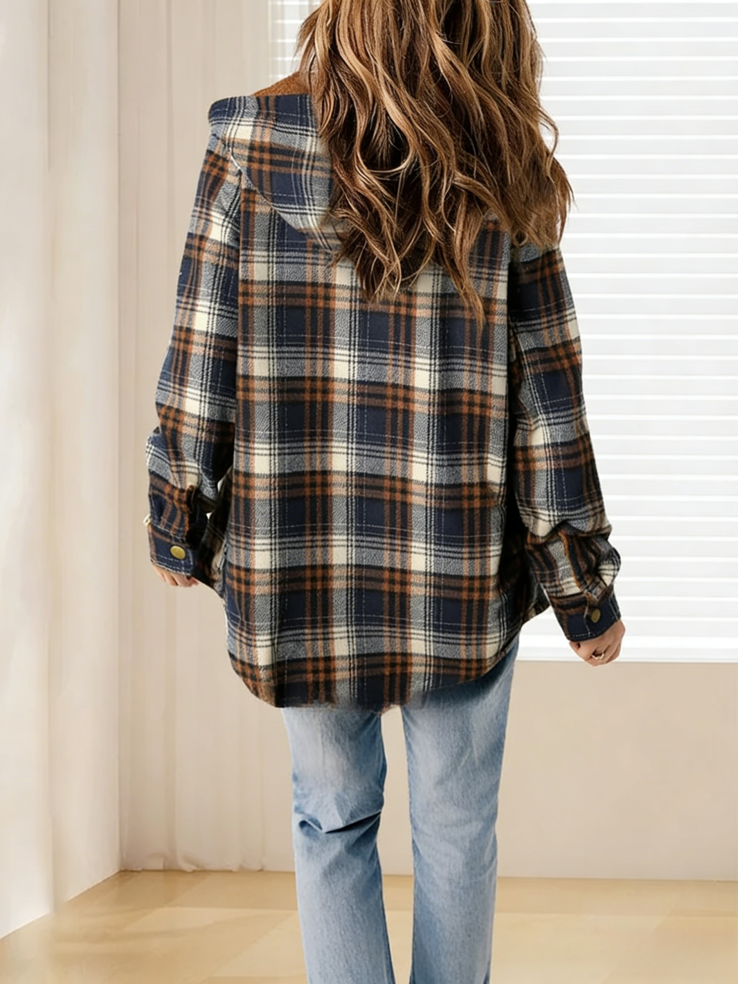 Plaid Jacket Hooded Coat Flannel Hoodies Casual Mufti Clothes Autumn Winter New Style Retro