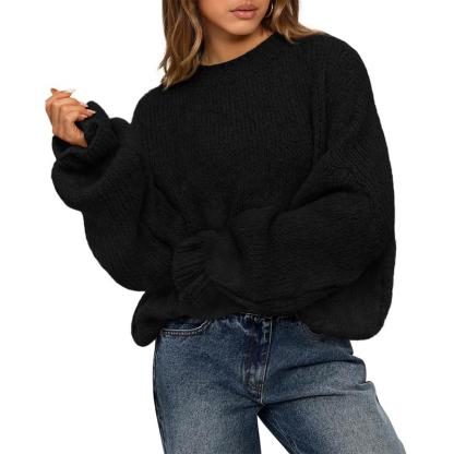 Women's Oversized Sweater Crewneck Long Sleeve Fuzzy Knit Chunky Pullover Sweaters