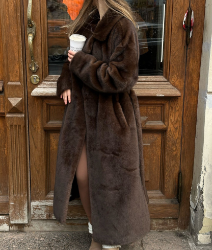 Women's Solid Color Open Front Faux Fur Coat, Elegant Long Sleeve Waterfall Collar Casual Outerwear for Fall & Winter, Women's Clothing for Daily Wear,  Clothing for Women