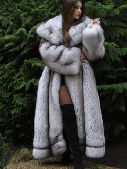 Women's Silver Color Faux Fur Hooded Coat, Long Sleeve Loose Fit