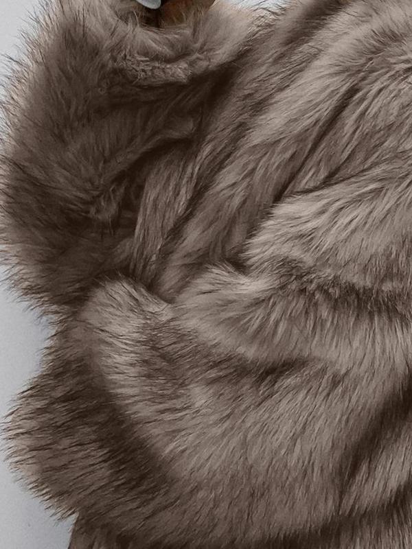 Women's Solid Color Open Front Faux Fur Coat, Elegant Long Sleeve Waterfall Collar Casual Outerwear for Fall & Winter, Women's Clothing for Daily Wear,  Clothing for Women