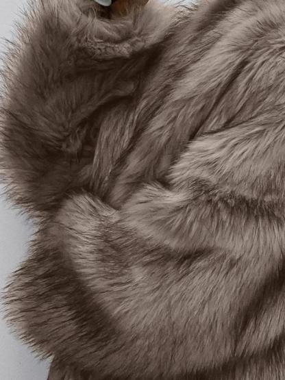 Women's Solid Color Open Front Faux Fur Coat, Elegant Long Sleeve Waterfall Collar Casual Outerwear for Fall & Winter, Women's Clothing for Daily Wear,  Clothing for Women