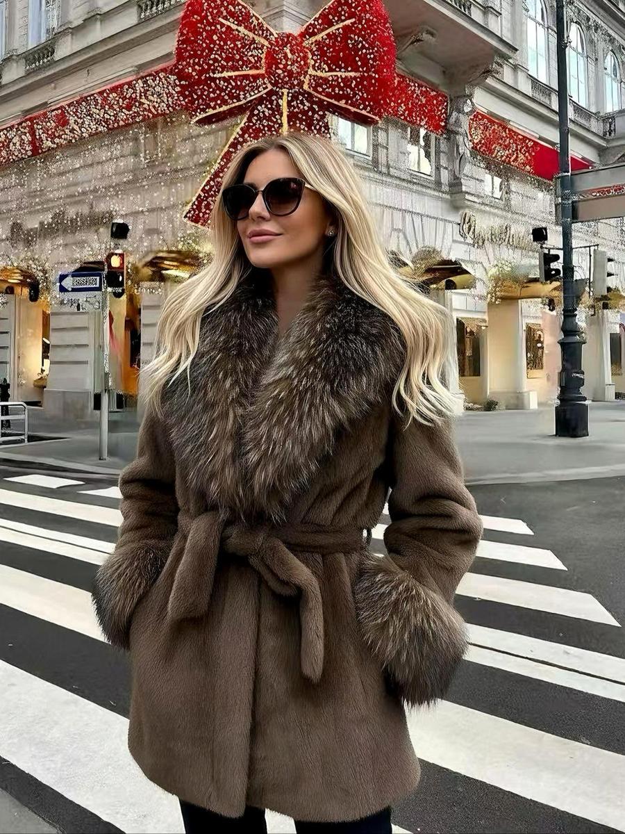 Women's Faux Fur Coat, Winter Fashion Long Sleeve Jacket, Casual Warm Outerwear