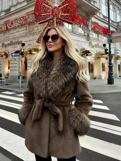 Women's Faux Fur Coat, Winter Fashion Long Sleeve Jacket, Casual Warm Outerwear