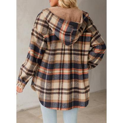 Dokotoo Women's Flannel Hooded Plaid 2025 Shacket Thick Coat Winter Coat for Warmth Button down Warm and Fuzzy Fleece Jacket