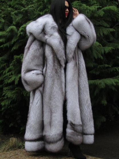 Women's Silver Color Faux Fur Hooded Coat, Long Sleeve Loose Fit