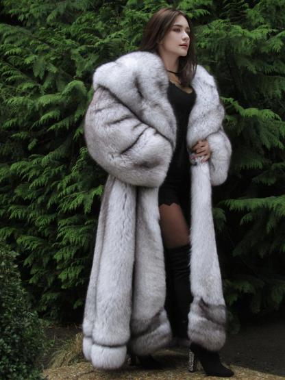 Women's Silver Color Faux Fur Hooded Coat, Long Sleeve Loose Fit