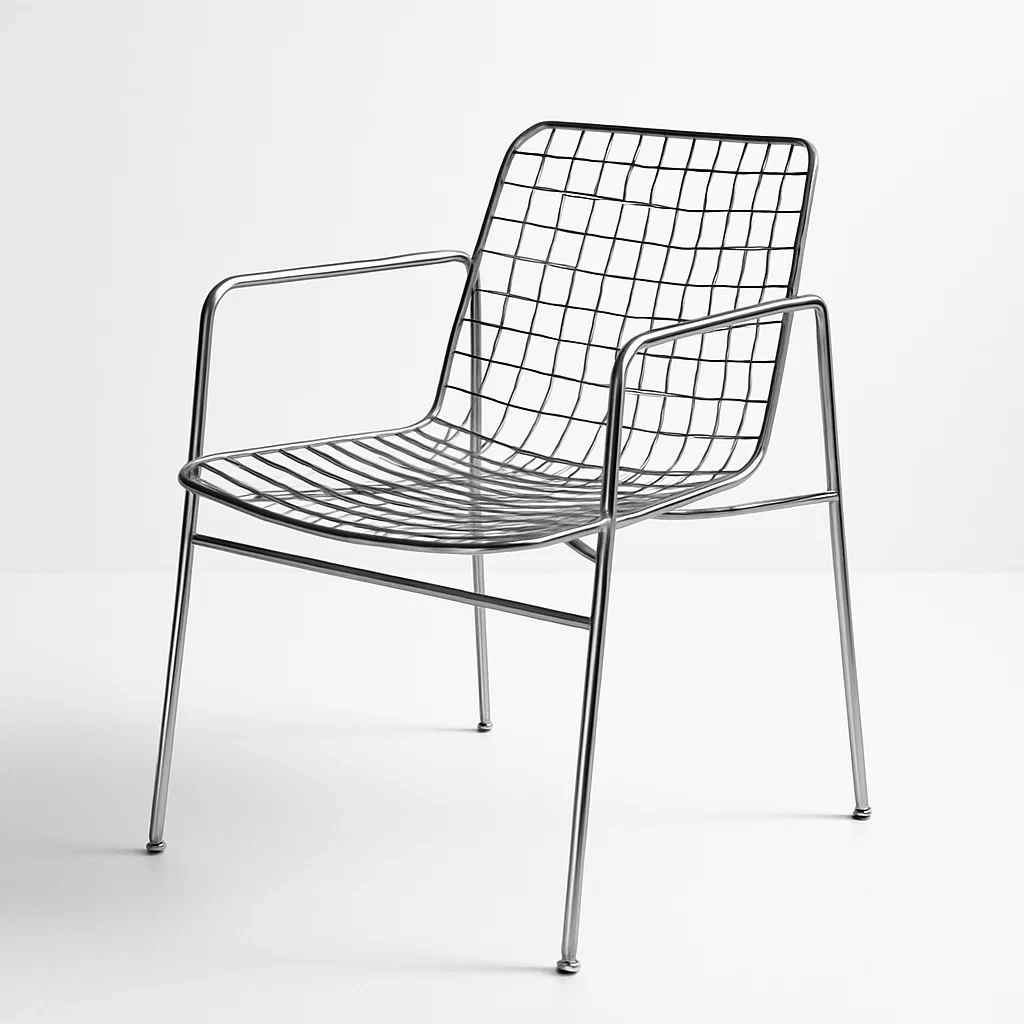 Poltrona in metallo con braccioli reticolari-Snoozinova