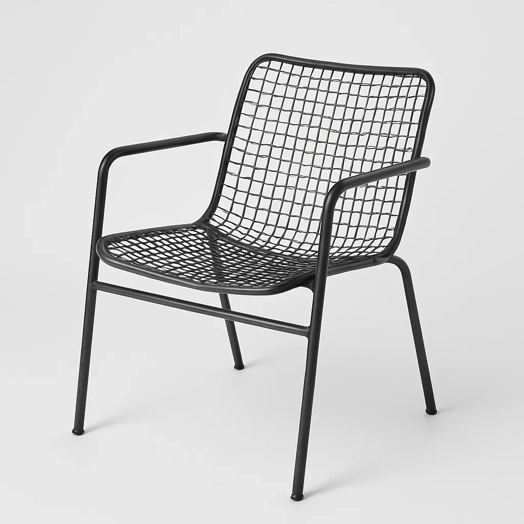 Poltrona in metallo con braccioli e seduta a rete-Snoozinova