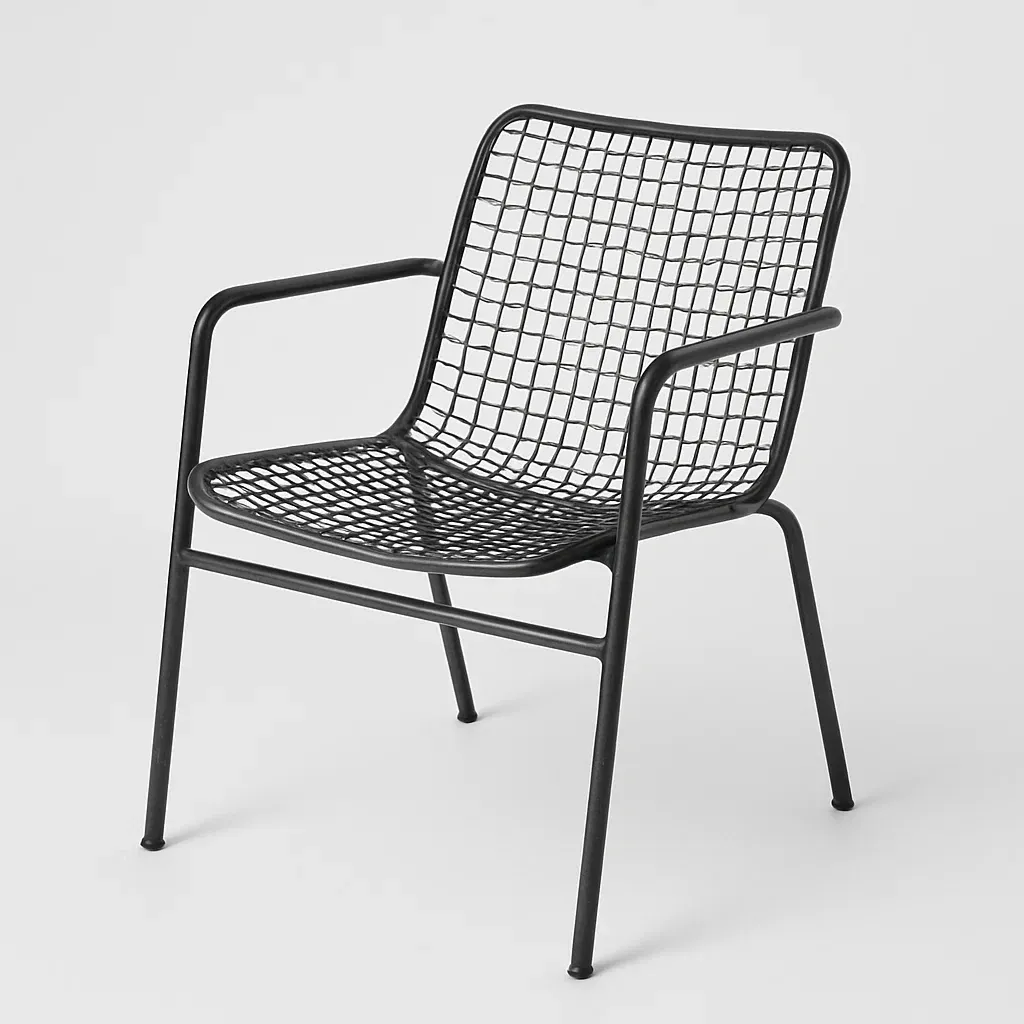 Poltrona in metallo con braccioli e seduta a rete-Snoozinova