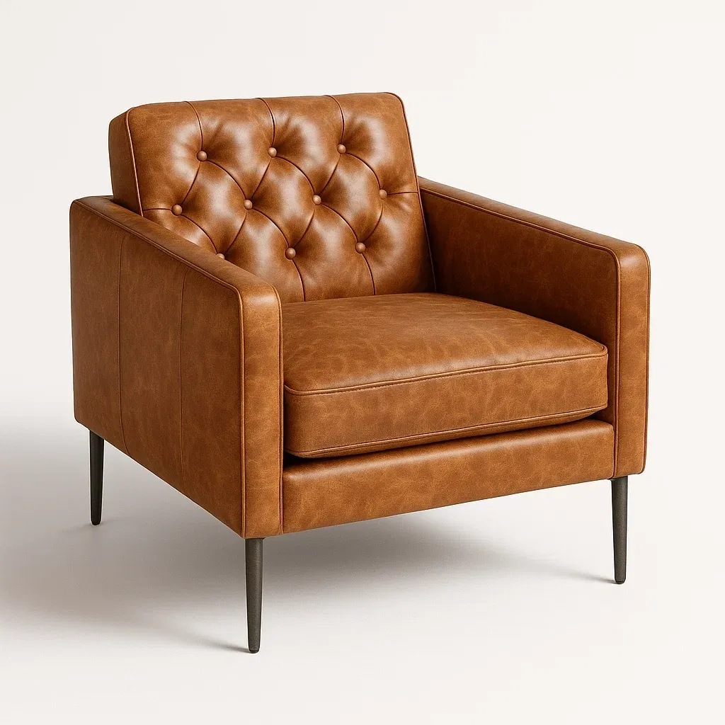 Poltrona in pelle sintetica con gambe in metallo-Snoozinova