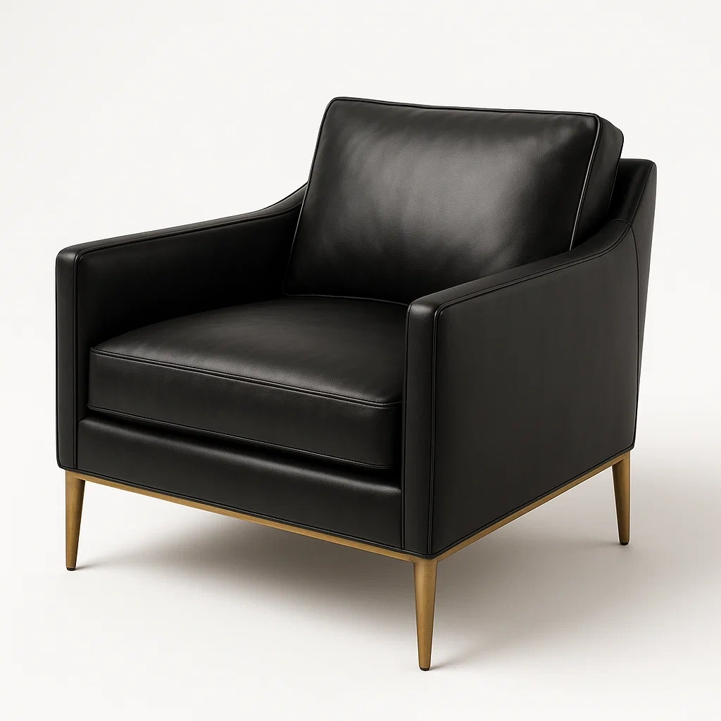 Poltrona in pelle con gambe in metallo-Snoozinova