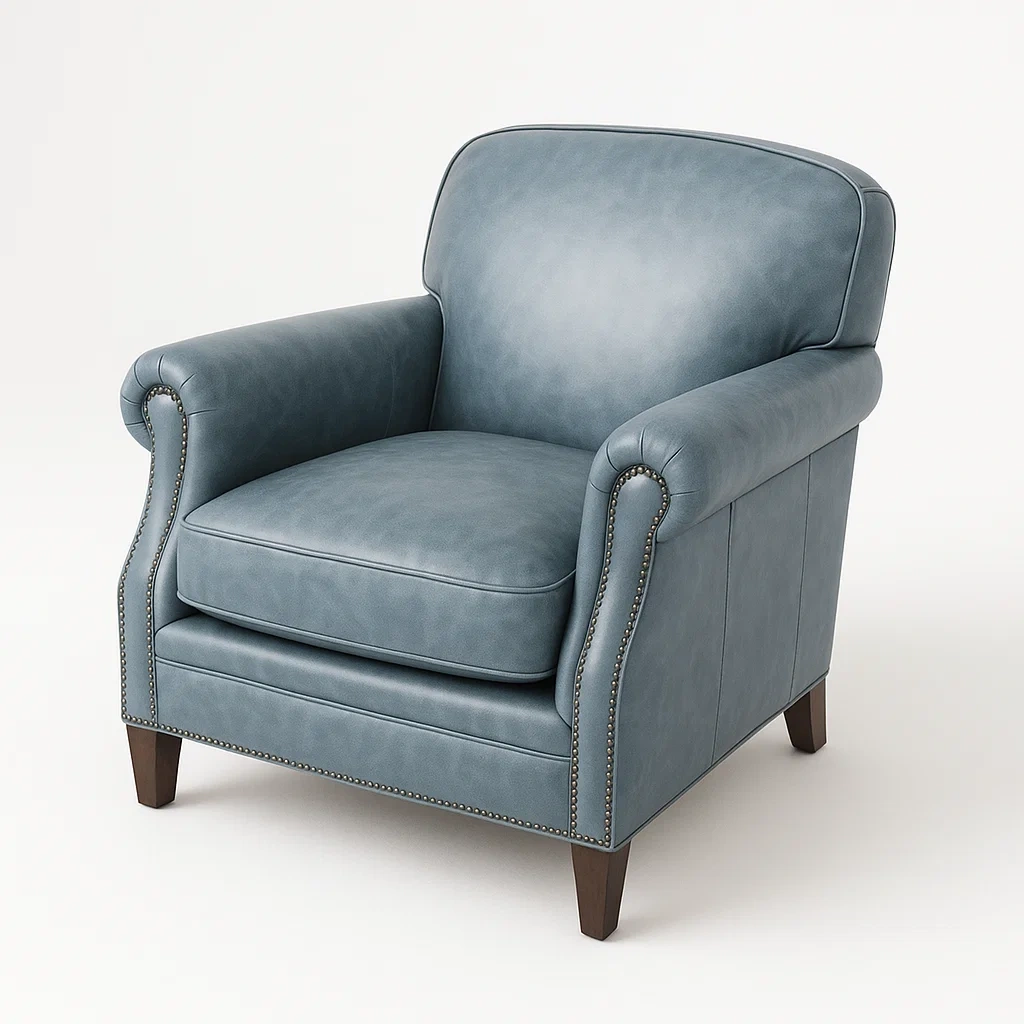 Poltrona in pelle sintetica con gambe in legno-Snoozinova