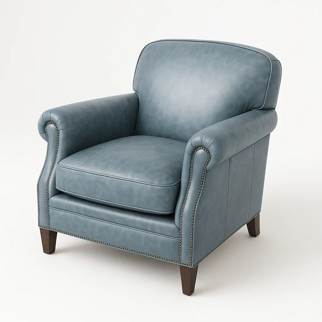 Poltrona in pelle sintetica con gambe in legno-Snoozinova