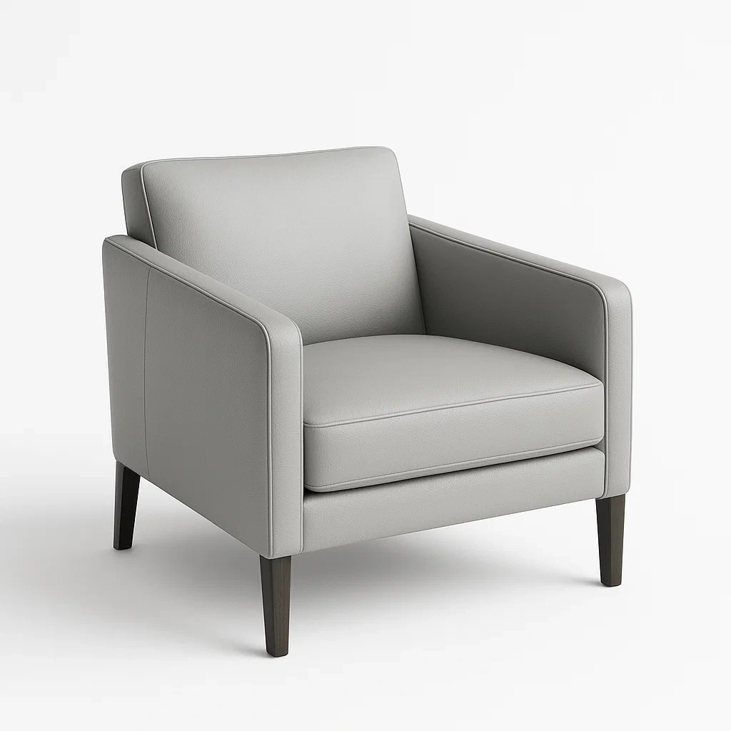 Poltrona in pelle con gambe in legno massello-Snoozinova