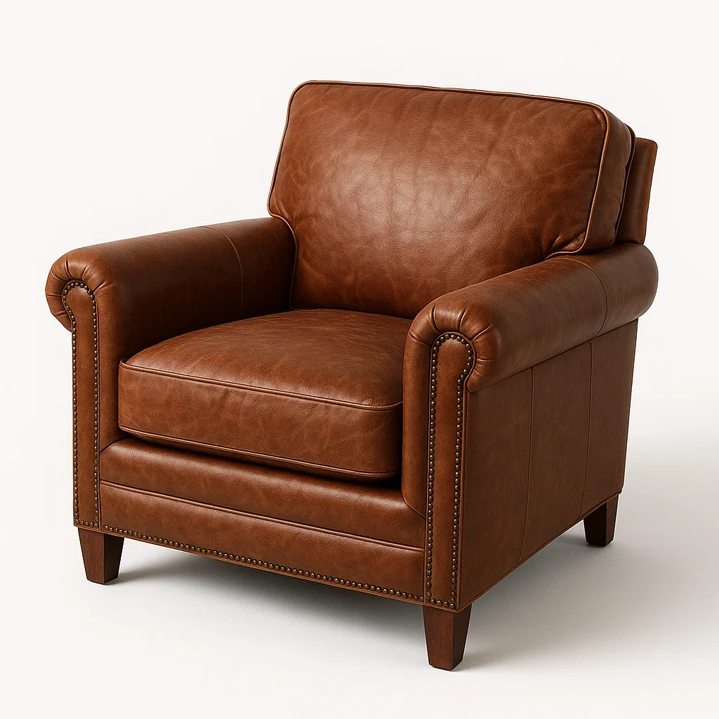 Poltrona in pelle PU con gambe in legno massello-Snoozinova