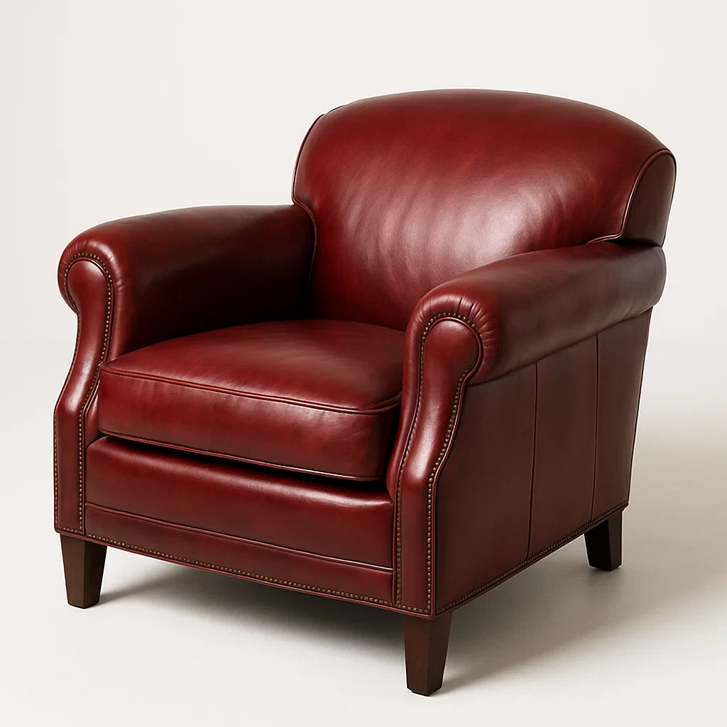 Poltrona in pelle con struttura in legno,90x95x85 cm-Snoozinova