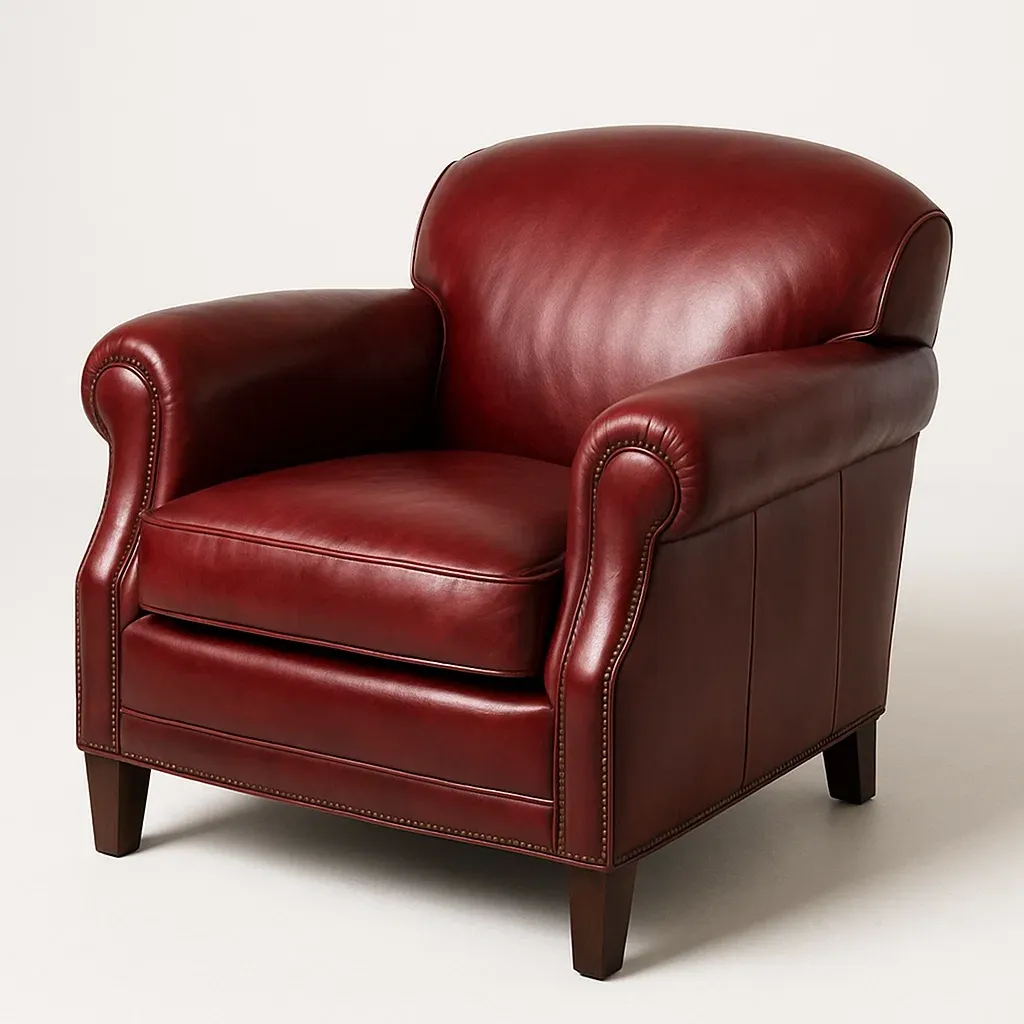 Poltrona in pelle con struttura in legno,90x95x85 cm-Snoozinova