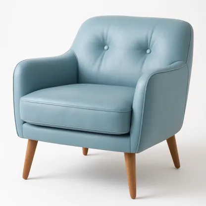 Poltrona in pelle con gambe in legno-Snoozinova