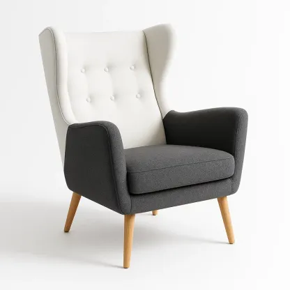 Poltrona wingback in tessuto con gambe in legno,100x85x75 cm-Snoozinova