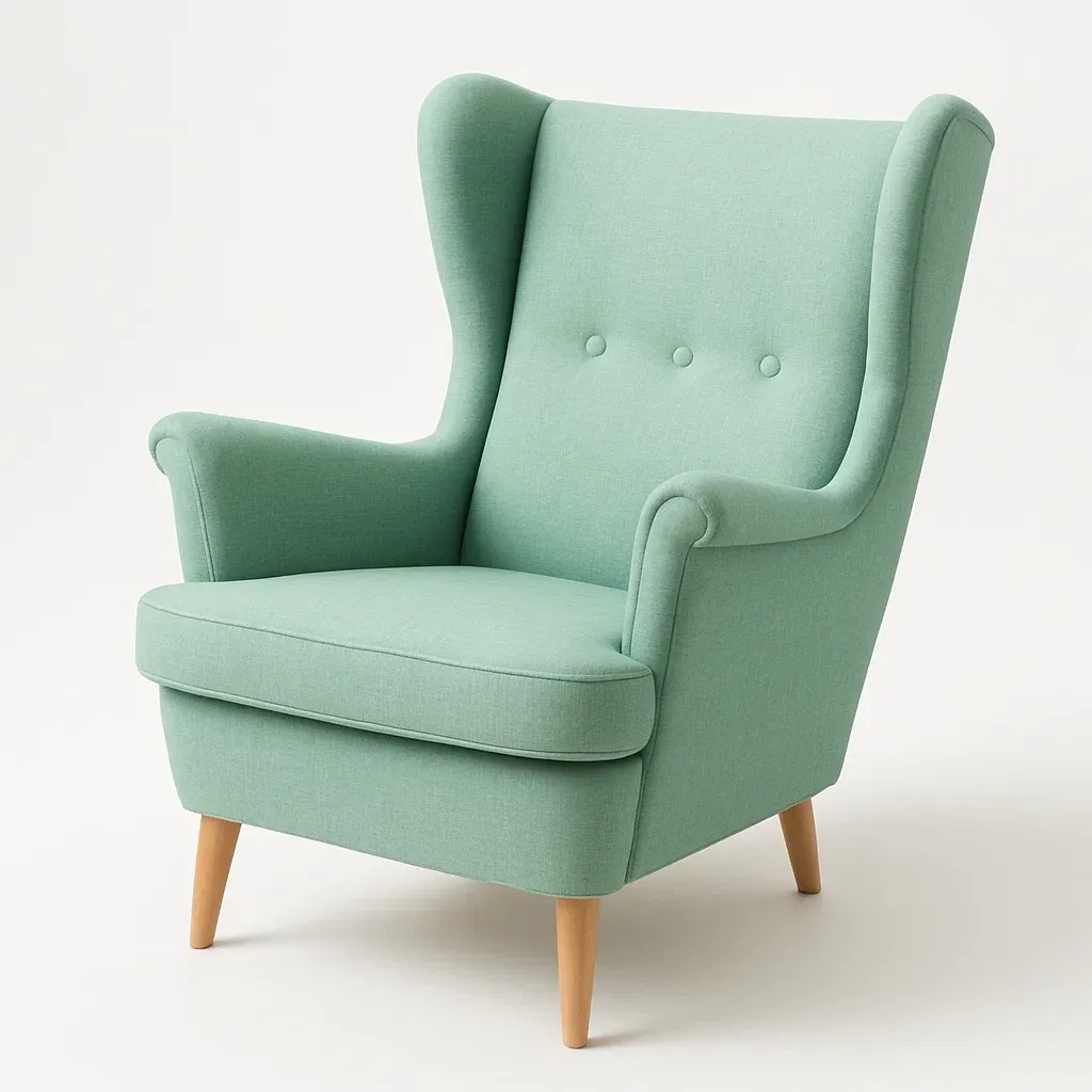 Poltrona wingback in tessuto e legno,75x80x101 cm-Snoozinova