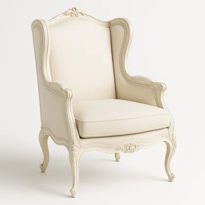 Poltrona wingback in legno e cotone-Snoozinova