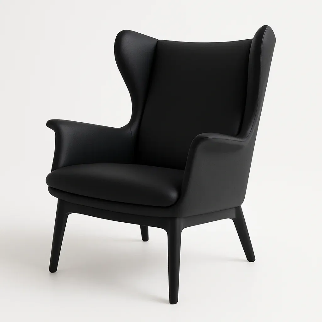 Poltrona wingback in pelle PU con schienale alto e braccioli-Snoozinova