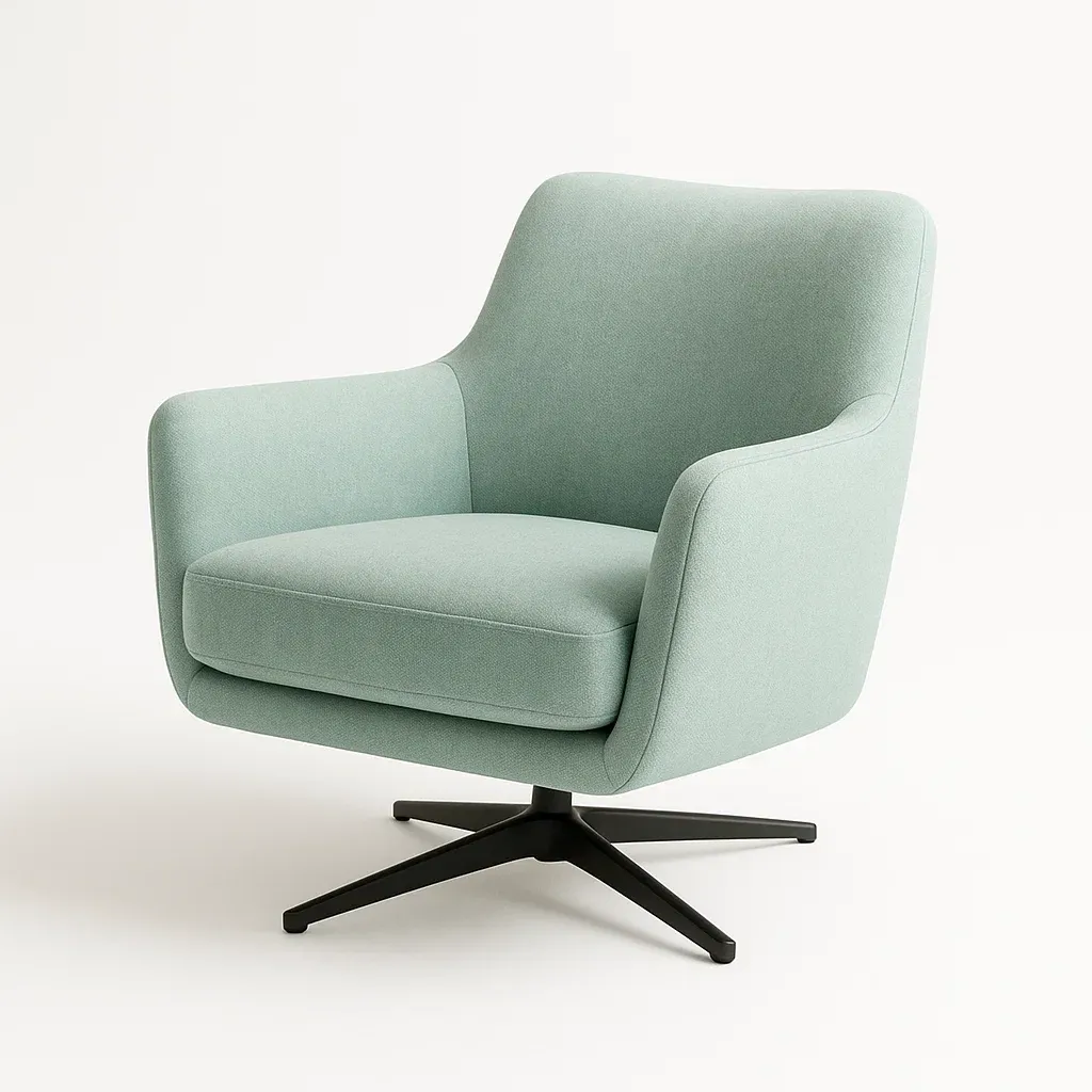 Poltrona girevole in tessuto con base in metallo,80x75x86 cm-Snoozinova