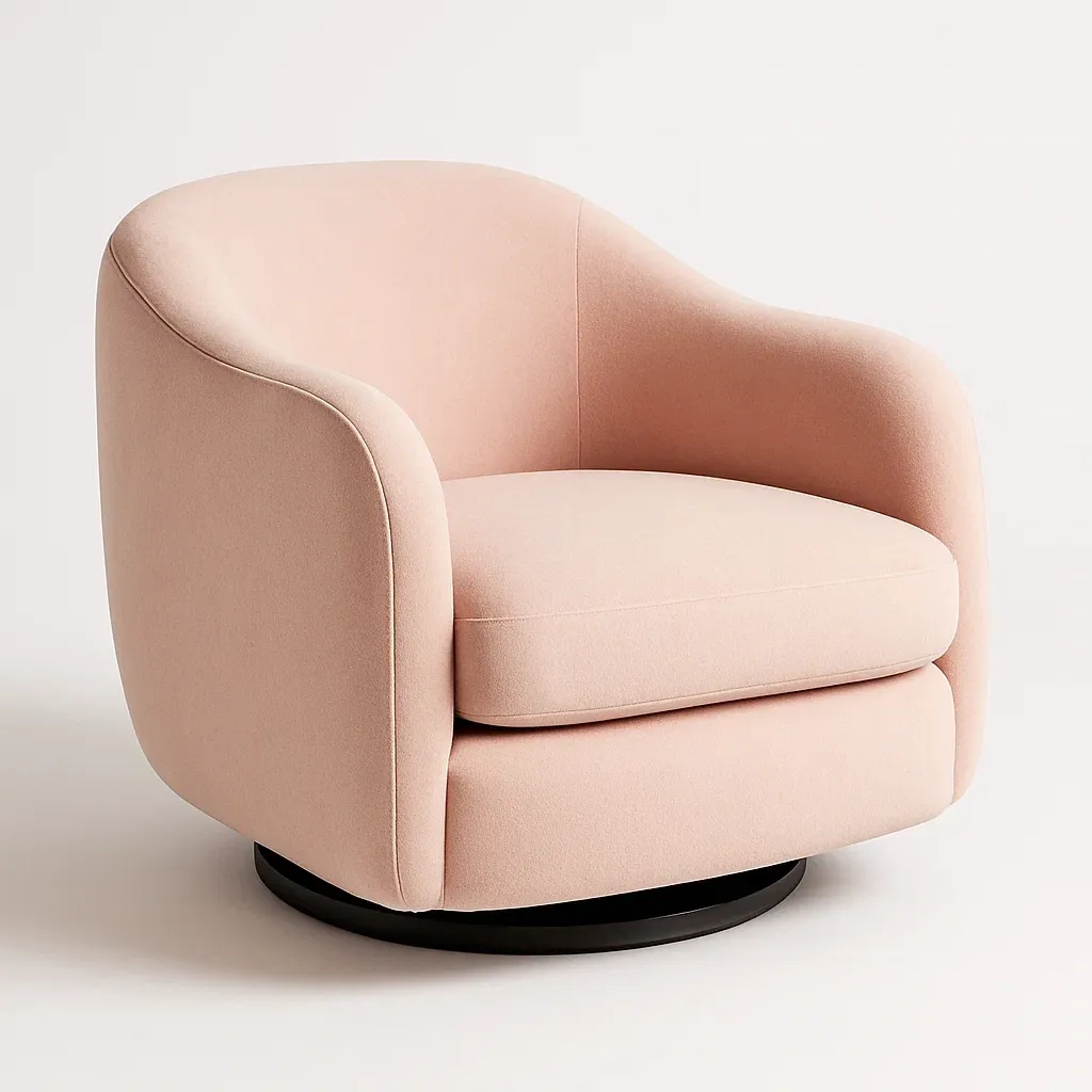 Poltrona girevole rotonda in tessuto con base girevole-Snoozinova