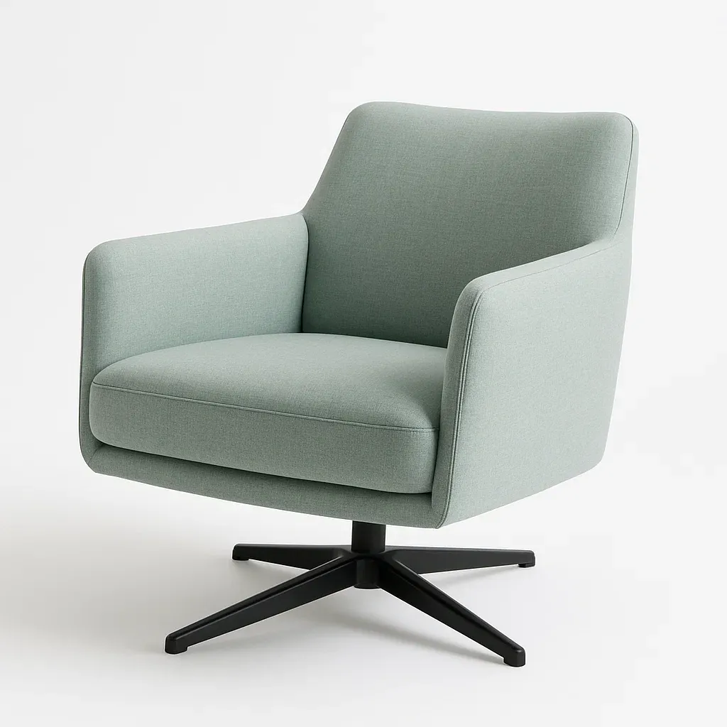 Poltrona girevole in tessuto con base in metallo-Snoozinova