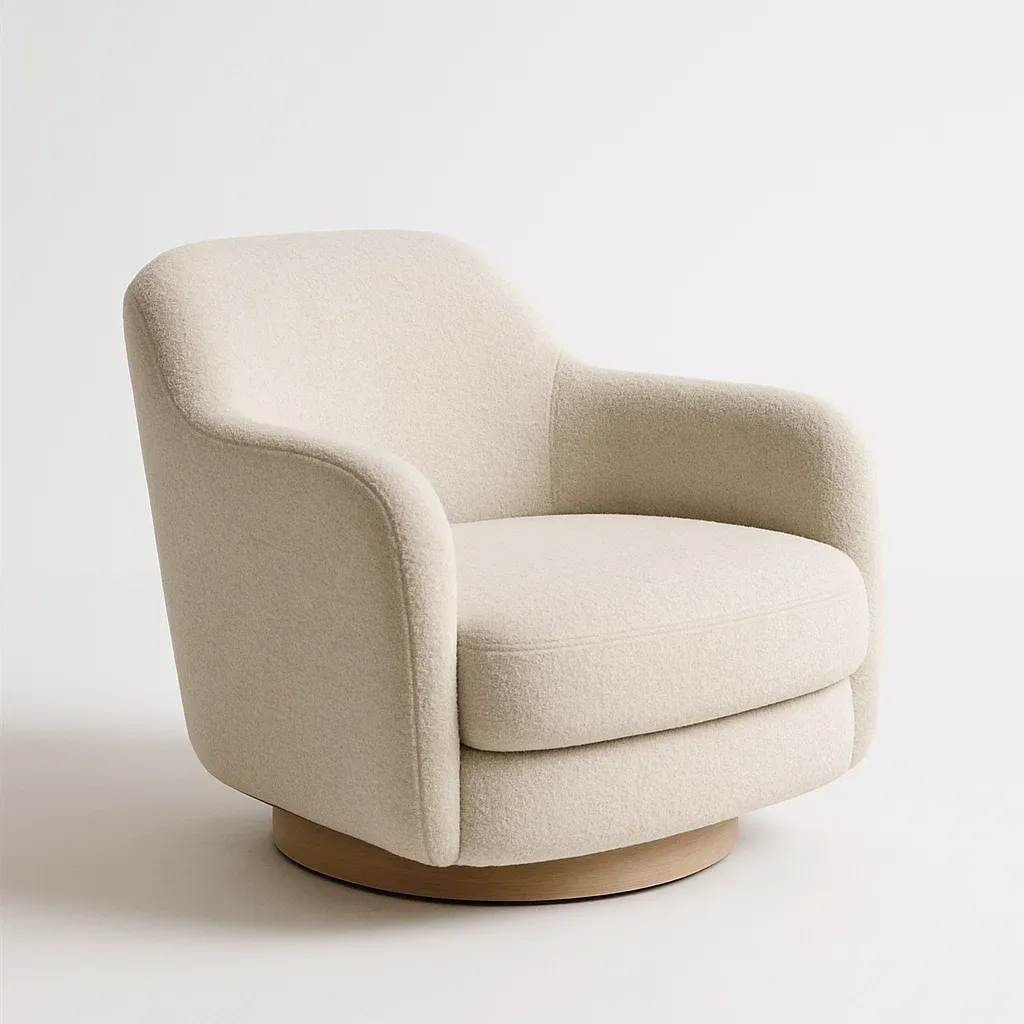 Poltrona girevole in tessuto con base in legno,85x90x90 cm-Snoozinova